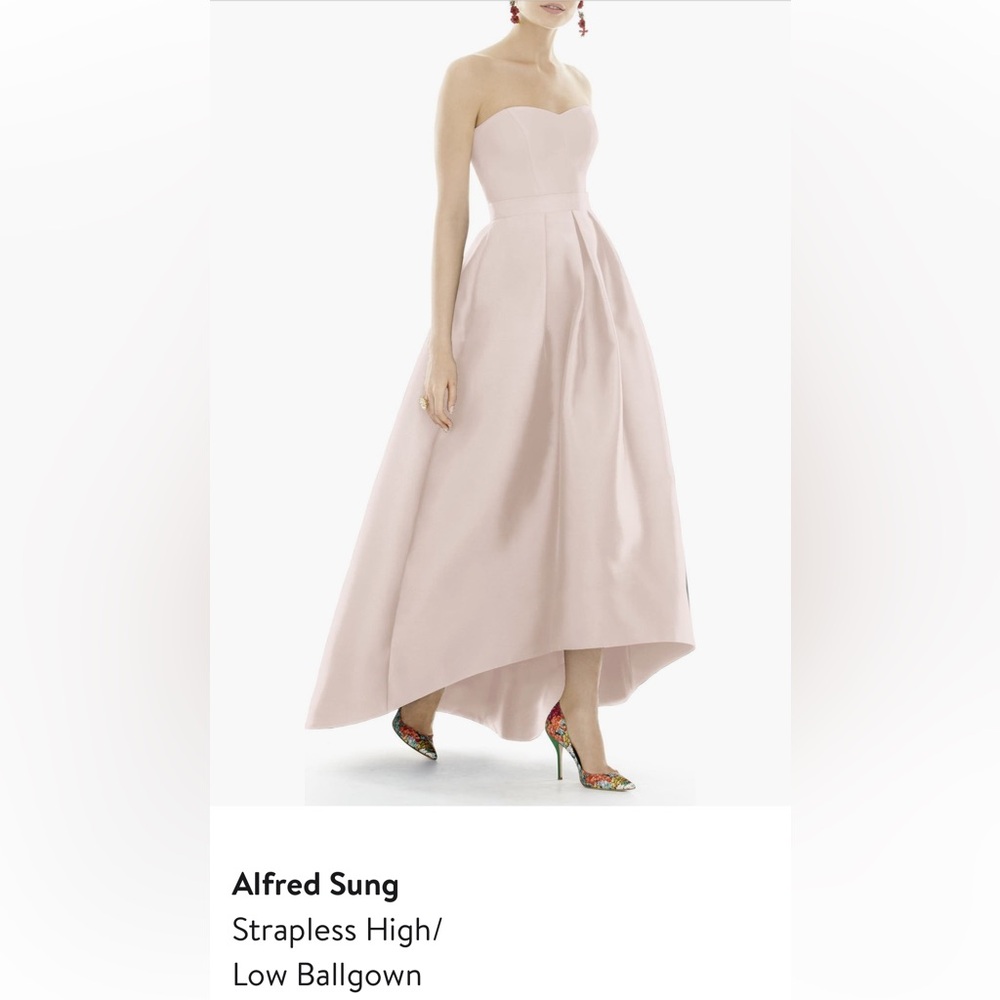Alfred Sung Strapless Blush Pink High-Low Ball Gown Size 0